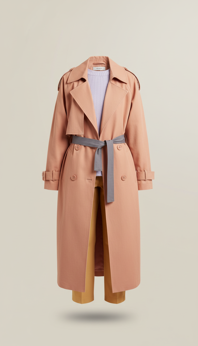 Relaxed trench coat in apricot blush